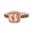 Le Vian &quot;Chocolatier&quot; 1.20 Carat Peach Morganite Ring with .38 ct. t.w. Chocolate and Vanilla Diamonds in 14kt Strawberry Gold
