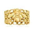 Italian 18kt Gold Over Sterling Bumblebee and Honeycomb Ring