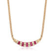 C. 1990 Vintage 2.00 ct. t.w. Ruby and .75 ct. t.w. Diamond Bib Necklace in 14kt Yellow Gold