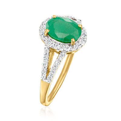 1.20 Carat Emerald and .33 ct. t.w. Diamond Ring in 14kt Yellow Gold