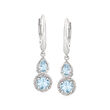 1.25 ct. t.w. Aquamarine and .13 ct. t.w. Diamond Drop Earrings in Sterling Silver