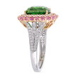 5.40 Carat Tsavorite, .90 ct. t.w. Pink Sapphire and .40 ct. t.w. Diamond Cocktail Ring in 14kt Two-Tone Gold