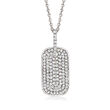 .50 ct. t.w. Pave Diamond Dog Tag Pendant Necklace in Sterling Silver
