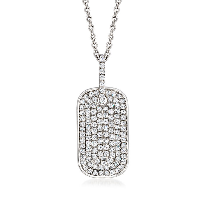.50 ct. t.w. Pave Diamond Dog Tag Pendant Necklace in Sterling Silver