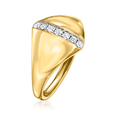 .15 ct. t.w. Diamond Striped Ring in 18kt Gold Over Sterling