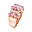 2.60 ct. t.w. Pink Sapphire and .89 ct. t.w. Diamond Three-Row Ring in 14kt Rose Gold