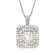 C. 1990 Vintage 1.37 ct. t.w. Diamond Square Pendant Necklace in Platinum