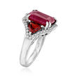 5.75 Carat Ruby, 1.30 ct. t.w. Garnet and .40 ct. t.w. White Zircon Ring in Sterling Silver