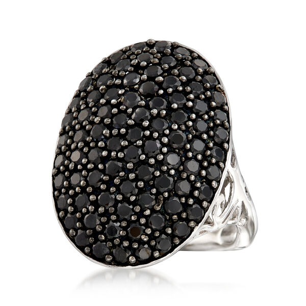 3.00 ct. t.w. Black Spinel Oval Ring in Sterling Silver. #897189