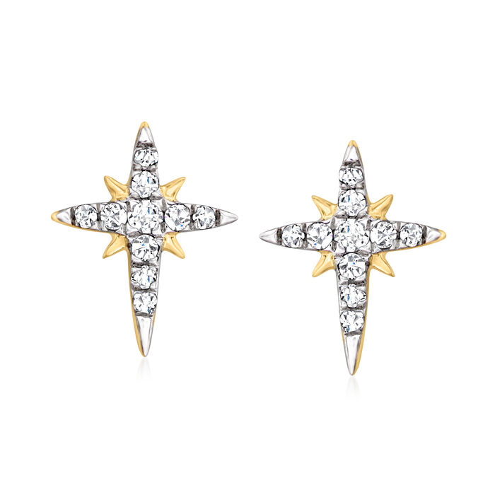 .14 ct. t.w. Diamond North Star Earrings in 10kt Yellow Gold