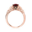Le Vian 2.00 Carat Raspberry Rhodolite and .25 ct. t.w. Chocolate Diamond Ring with Vanilla Diamond Accents in 14kt Strawberry Gold