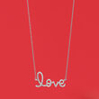 .17 ct. t.w. Diamond &quot;Love&quot; Necklace in 14kt White Gold