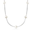 9.5-10mm Cultured Pearl Two-Strand Station Necklace in Sterling Silver