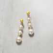 5-9mm Cultured Pearl Linear Drop Earrings in 14kt Yellow Gold 