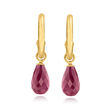 4.10 ct. t.w. Ruby Hoop Drop Earrings in 14kt Yellow Gold