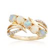 Opal and .11 ct. t.w. Diamond Curved Ring in 14kt Yellow Gold