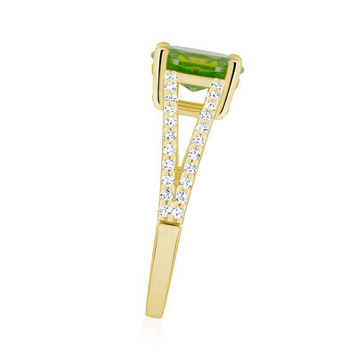 1.30 Carat Peridot Ring with .28 ct. t.w. Diamonds in 14kt Yellow Gold