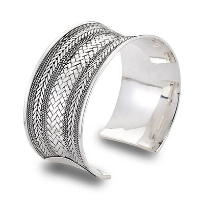 Sterling Silver Bali-Style Woven Cuff Bracelet