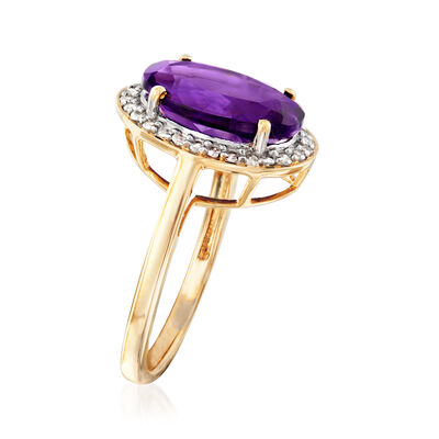 3.90 Carat Amethyst and .21 ct. t.w. Diamond Ring in 14kt Yellow Gold