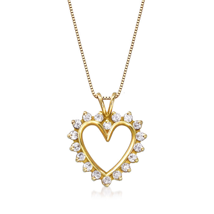 C. 1990 Vintage 1.00 ct. t.w. Diamond Heart Pendant Necklace in 14kt Yellow Gold 