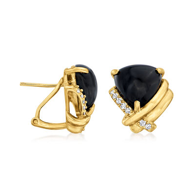 Onyx and .25 ct. t.w. Diamond Earrings in 18kt Gold Over Sterling