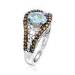Le Vian .90 Carat Sea Blue Aquamarine Ring with .41 ct. t.w. Chocolate and Vanilla Diamonds in 14kt Vanilla Gold