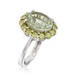 4.50 Carat Green Prasiolite and 1.10 ct. t.w. Peridot Ring in Sterling Silver
