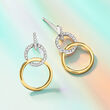 .20 ct. t.w. Diamond Interlocking-Circle Drop Earrings in Sterling Silver and 14kt Yellow Gold