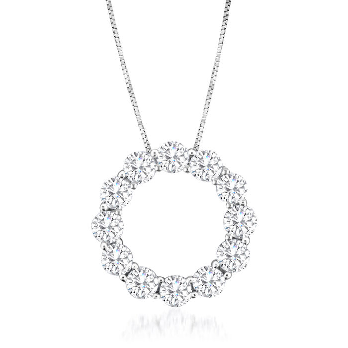 3.00 ct. t.w. Diamond Open-Circle Pendant Necklace in 14kt White Gold