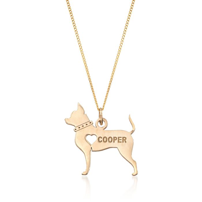 18kt Yellow Gold Over Sterling Silver Chihuahua Name Pendant Necklace
