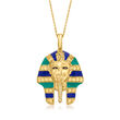 .70 ct. t.w. Citrine and Multicolored Enamel King Tut Pendant Necklace in 18kt Gold Over Sterling