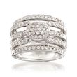 C. 1990 Vintage 1.15 ct. t.w. Diamond Multi-Row Ring in 18kt White Gold