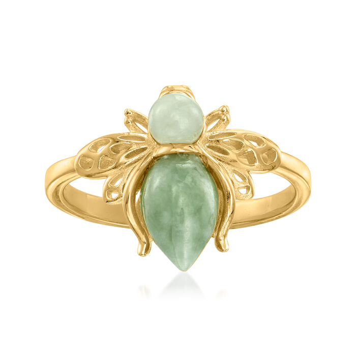 Jade Bumblebee Ring in 18kt Gold Over Sterling