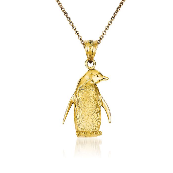 14kt Yellow Gold Penguin Pendant Necklace