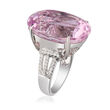 35.00 Carat Pink Kunzite Ring with .38 ct. t.w. Diamonds in 14kt White Gold