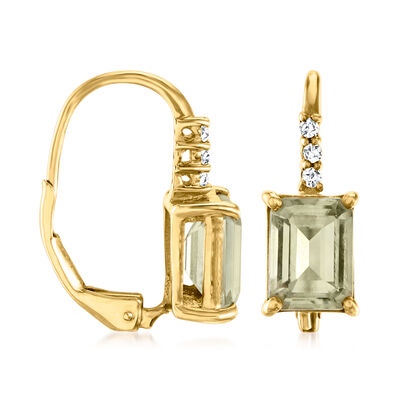 3.00 ct. t.w. Prasiolite Drop Earrings with White Topaz Accents in 18kt Gold Over Sterling