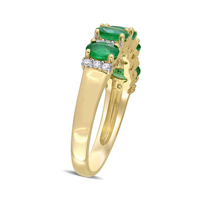 1.10 ct. t.w. Emerald and .16 ct. t.w. Diamond Ring in 14kt Yellow Gold