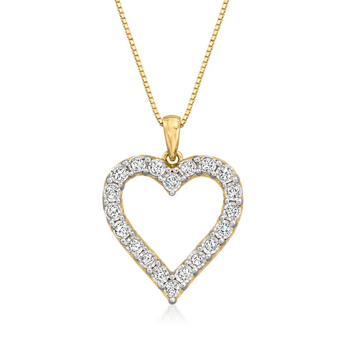 .50 ct. t.w. Diamond Open-Space Heart Pendant Necklace in 18kt Gold Over Sterling