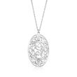 Sterling Silver Oval Scrollwork Monogram Pendant Necklace