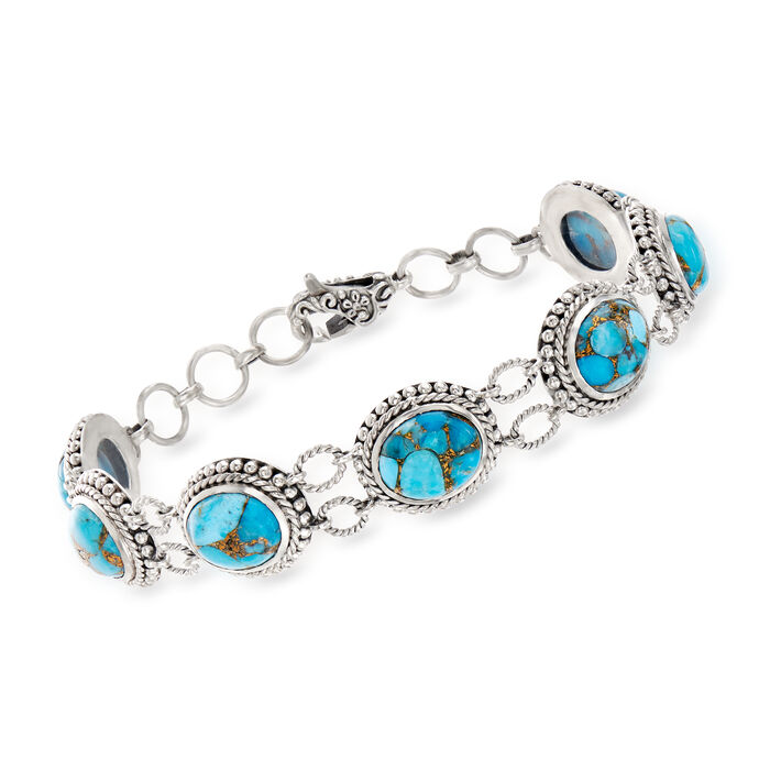Turquoise Station Bracelet in Sterling Silver