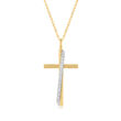 .25 ct. t.w. Diamond Cross Pendant Necklace in 14kt Two-Tone Gold