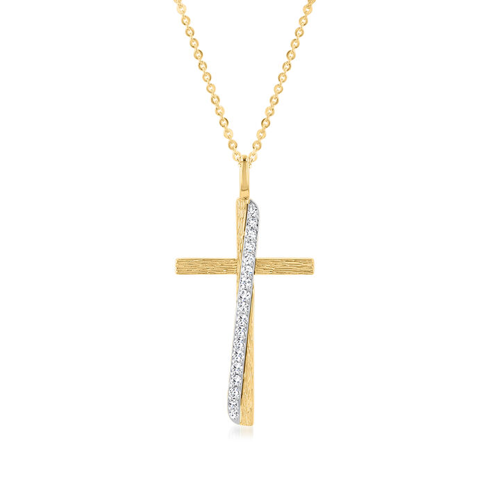 .25 ct. t.w. Diamond Cross Pendant Necklace in 14kt Two-Tone Gold
