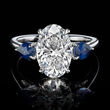 3.00 Carat Lab-Grown Diamond Ring with 1.00 ct. t.w. Sapphires in 14kt White Gold