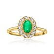 .40 Carat Emerald Flower Ring with Diamond Accents in 14kt Yellow Gold