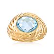 Italian 6.50 Carat Blue Topaz Swirl Dome Ring in 18kt Yellow Gold