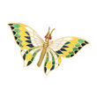 C. 1980 Vintage Multicolored Enamel Butterfly Pin with Ruby Accents in 18kt Yellow Gold