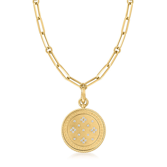 Roberto Coin &quot;Venetian Princess&quot; .23 ct. t.w. Diamond Disc Pendant Necklace in 18kt Yellow Gold