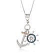 .10 ct. t.w. Multicolored Diamond Anchor and Wheel Necklace in Sterling Silver