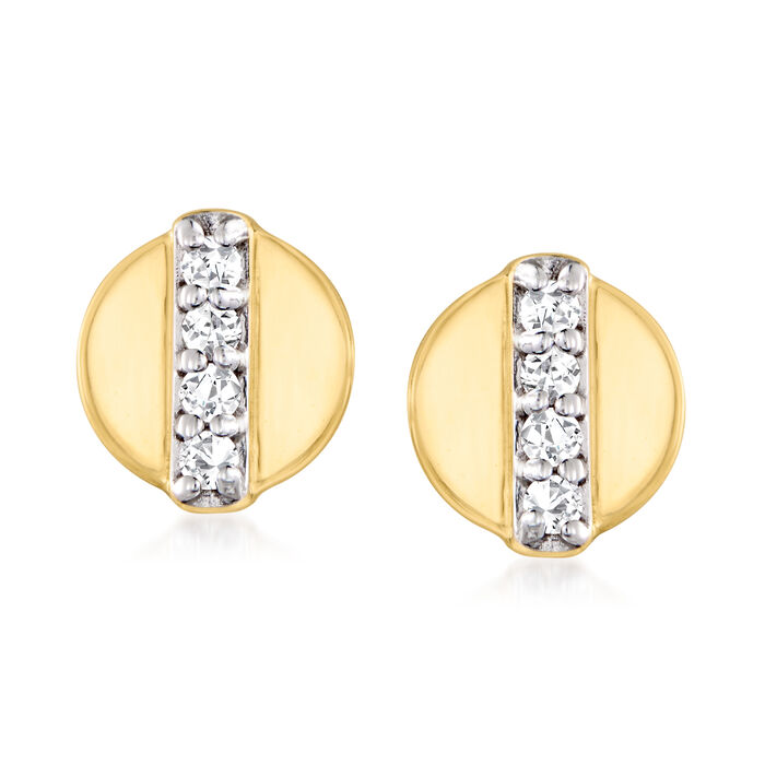 Charles Garnier &quot;Luxe&quot; Diamond-Accented Circle Earrings in 14kt Yellow Gold