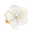 Italian Mother-of-Pearl and .30 Carat CZ Flower Ring in 18kt Gold Over Sterling